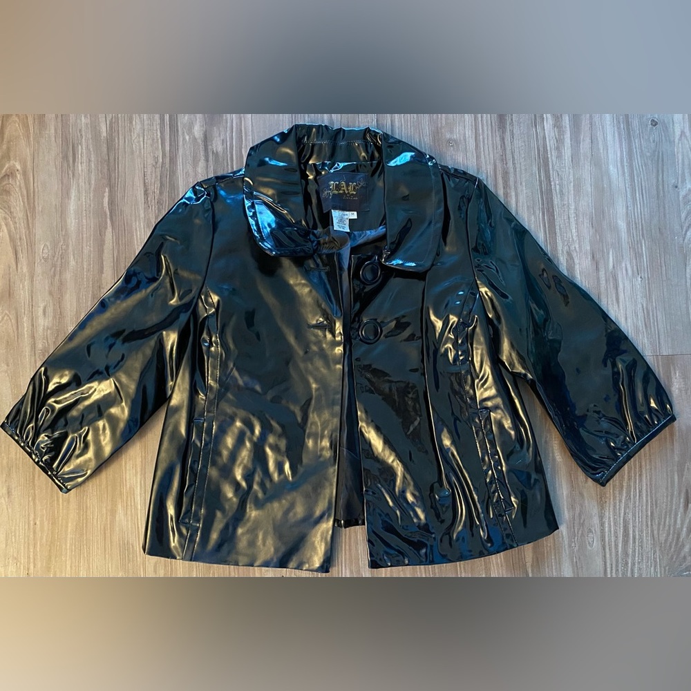 Vintage LAL Live a Little PVC and Polyester jacket.